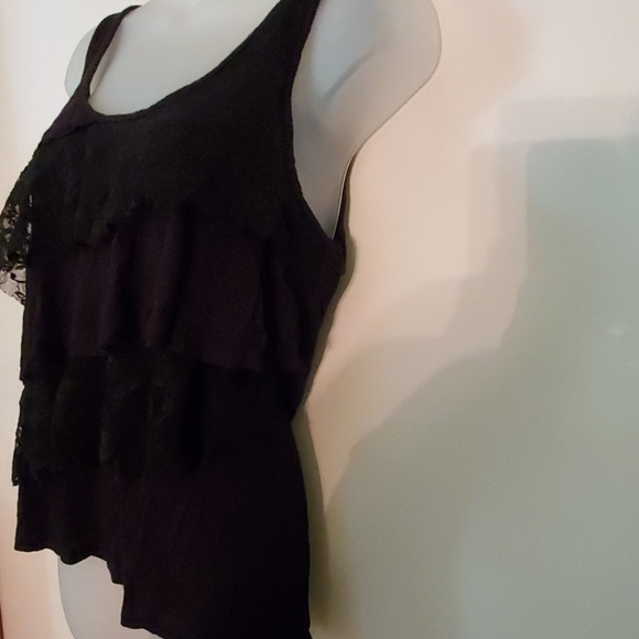 EUC Cache Blk Lace layer tiered Tank Top Womens Lg - Picture 3 of 4